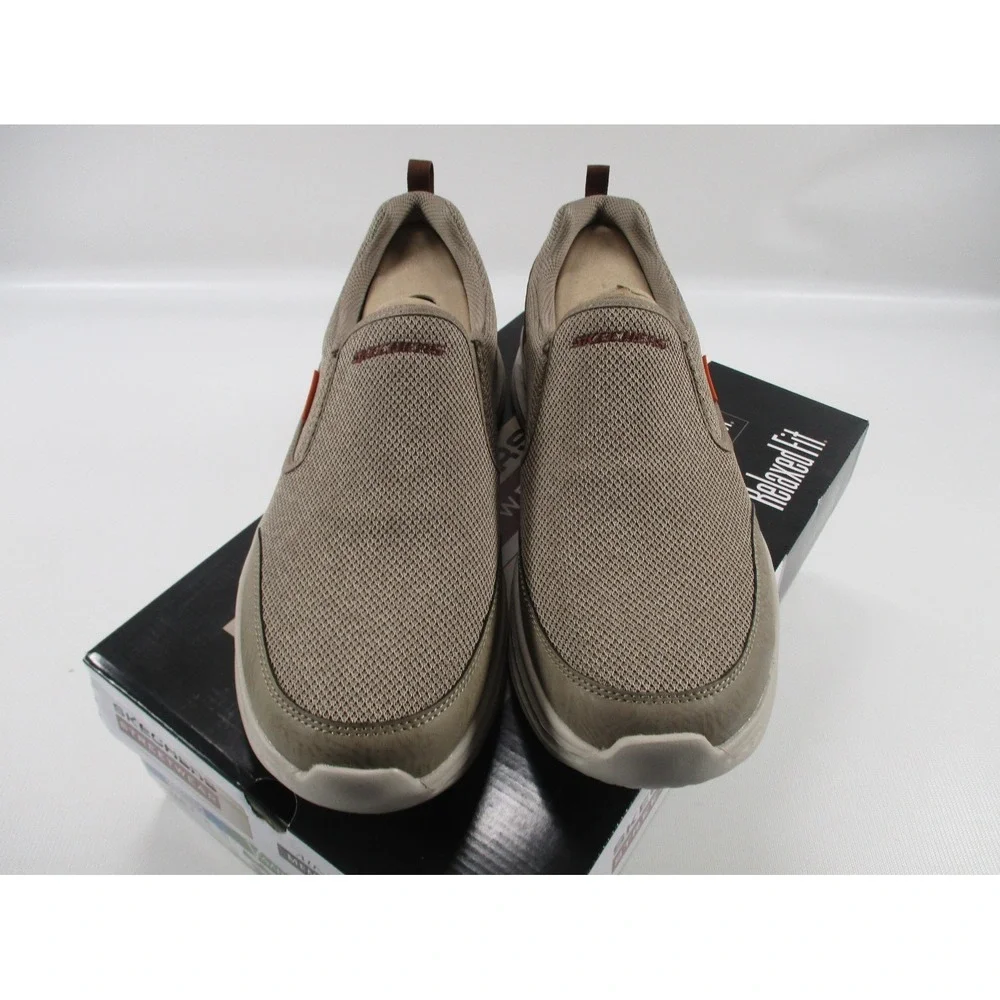 Skechers Slade Lucan Shoes Mens Sz 12 Khaki Tan Slip On‎ Loafers Sneakers NEW